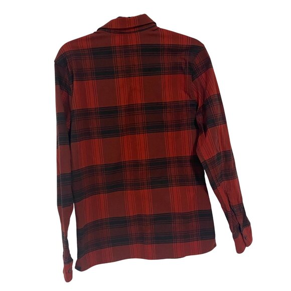 Lululemon Masons Peak Flannel Dark Red and Black Plaid Button Up Shirt Size S - Picture 3 of 6